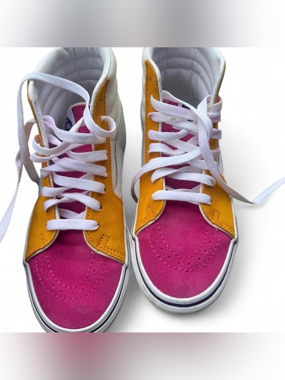 🌼 Pink & Yellow Vans High-Top platformSneakers 🌸
